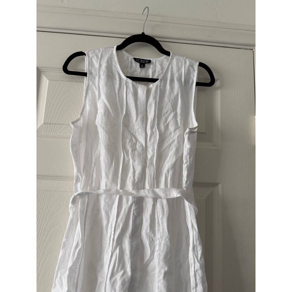 j. crew seamed linen midi dress removable belt white ca671 women size medium - Picture 4 of 8
